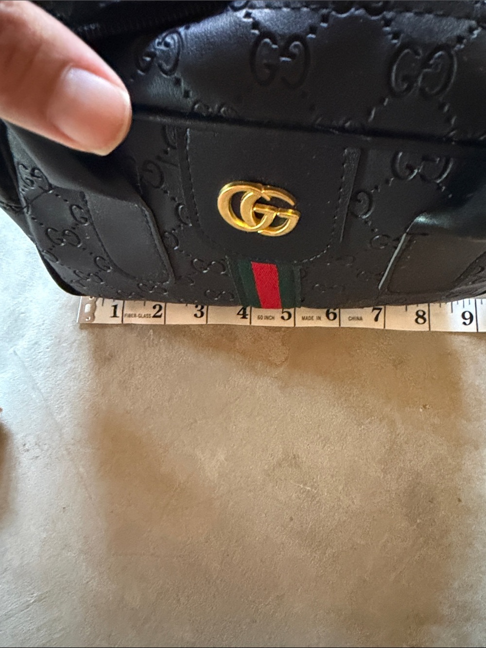 Fashion Black GG Monogram Crossbody with Red and Green Web - Picture 6 of 8